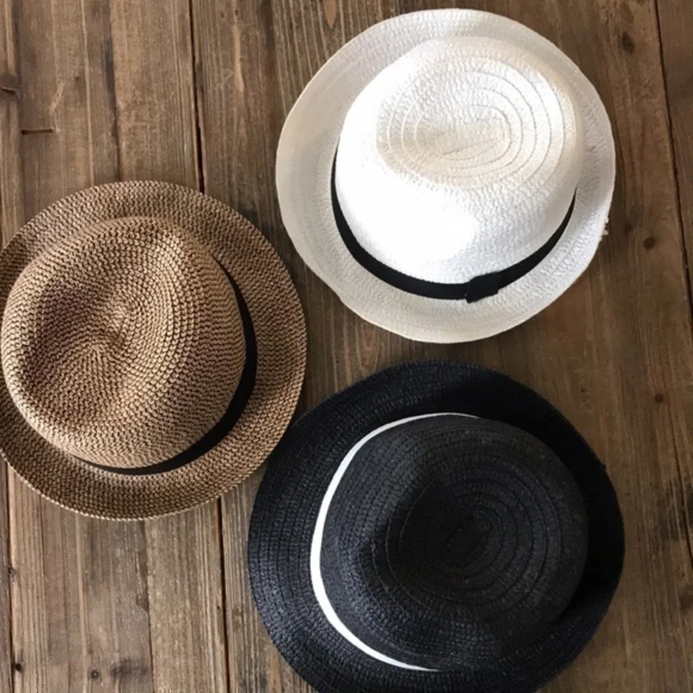 Hat Set White Black Brown Size aprox 20.7” paper/polyester Blend